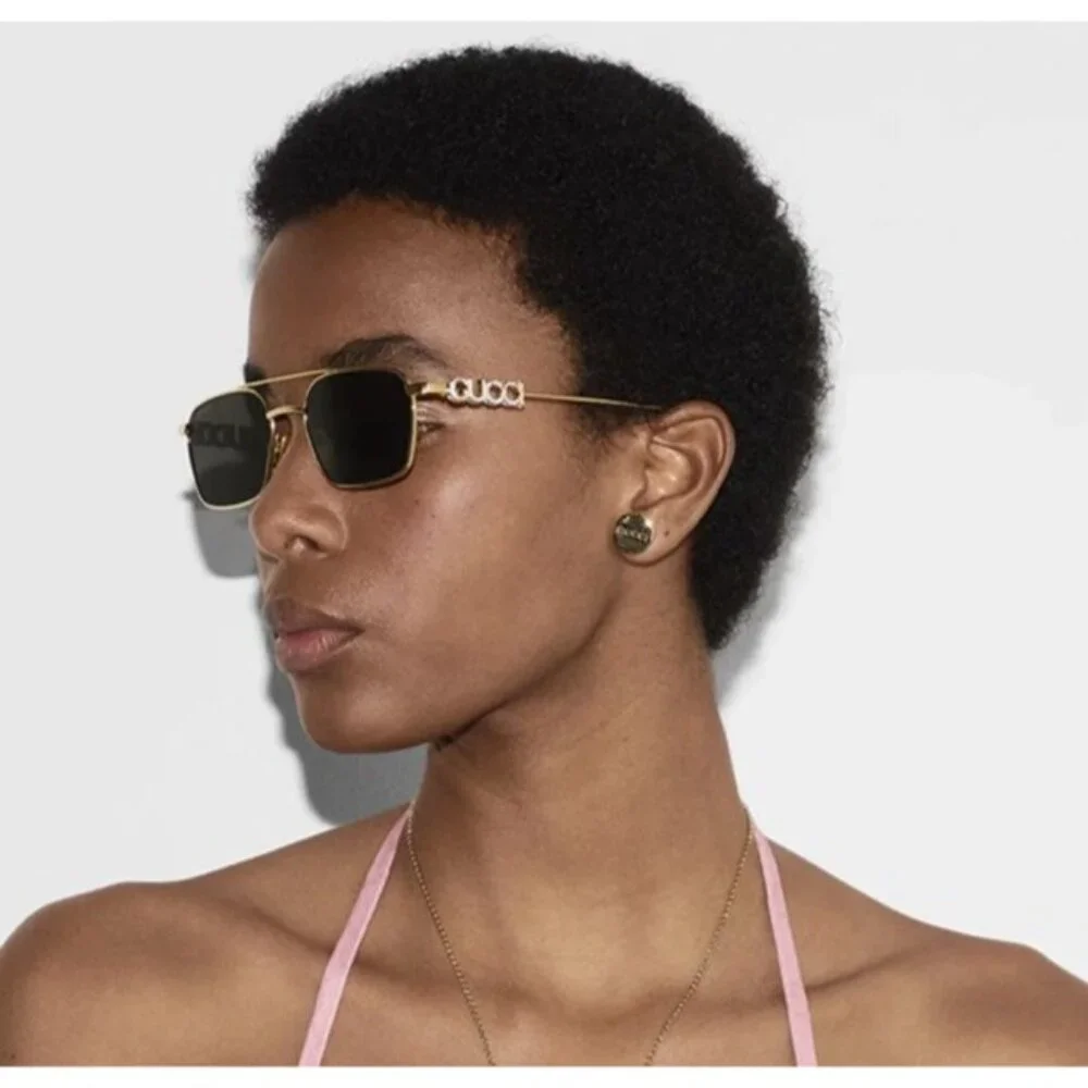 NEW GUCCI SUNGLASSES GOLD UNISEX EYEWEAR GUCCI GG1804S 001